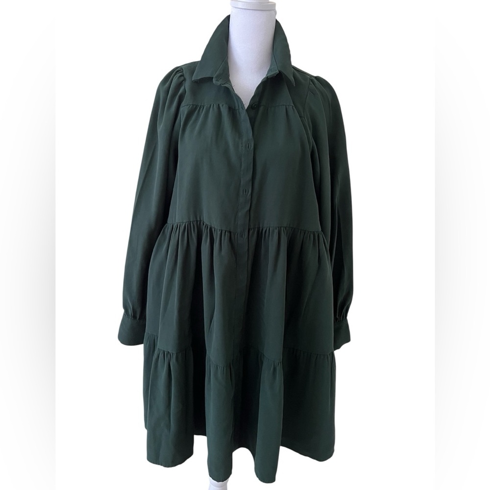 Zara Dark Green Tiered Dress - Picture 3 of 10